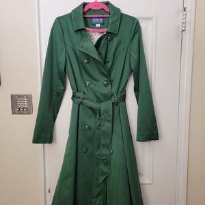 Collectif London Swing Trench Coat Emerald Green UK14